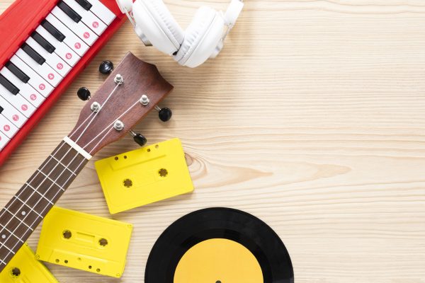 music-concept-wooden-background